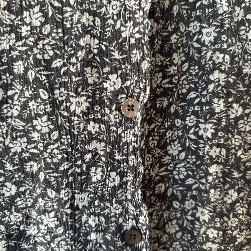 Faherty Cabana Long Sleeve‎ Shirt Blouse Charcoal Woodstock Floral size Large